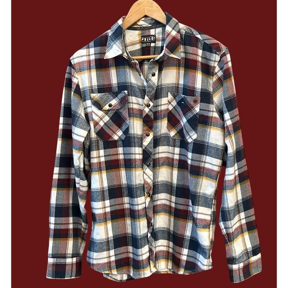 Volcom Plaid Flannel Shirt Men Long Sleeve Button Down Grunge Skater Casual Sz M - Picture 1 of 7